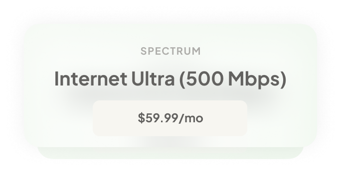 Internet plan cards showing Spectrum deal pricing